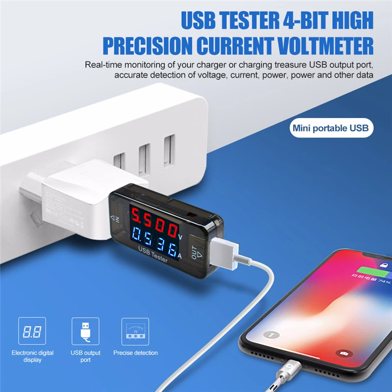 4 Bit High Precision USB Voltmeter Ammeter LCD Digital Current Voltage Charging Detector Mobile Power USB Tester Charger Doctor