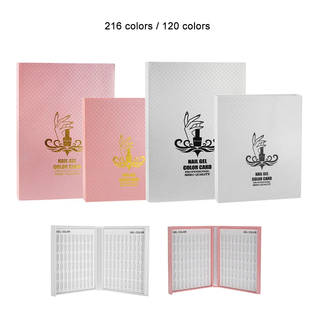 Professional รุ่นสีเจลทาเล็บสีกล่องหนังสือทุ่มเท216/120การ์ดสีแผนภูมิภาพวาดเล็บ Cartas De Colores