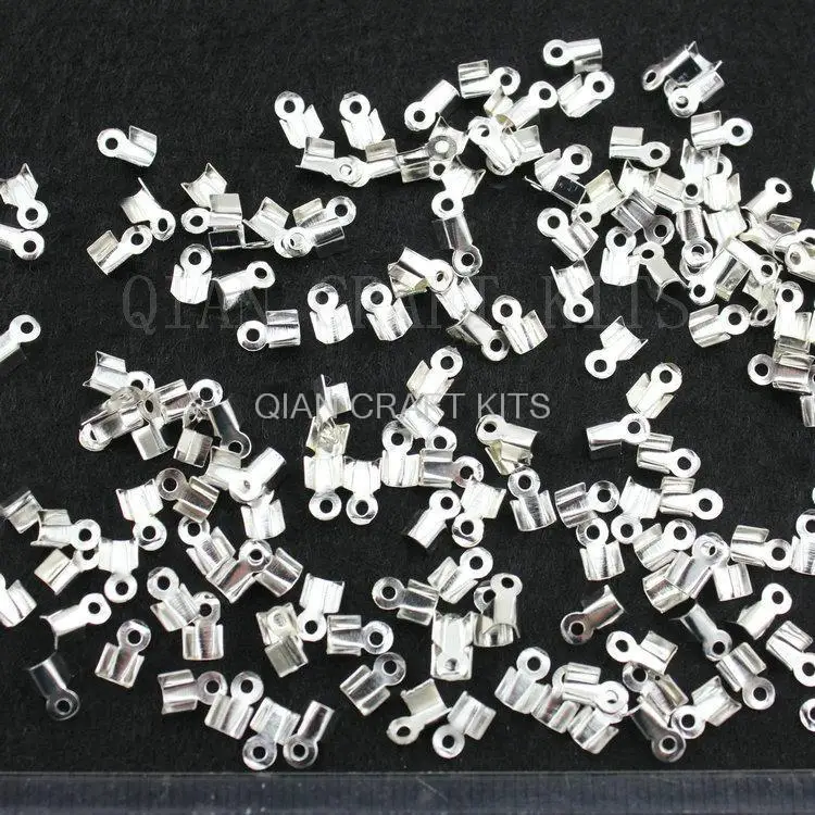 5000pcs mixed size 3mm-6mm mix color silver,gold,bronze Nickel Free Fold Cord Tips, Clasps, Ribbon Crimp End Caps Iron for DIY