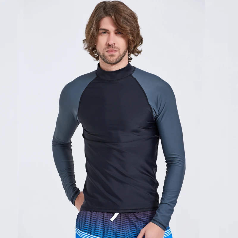 SBART mężczyźni z długim rękawem Rashguards topy Lycra Snorkeling Windsurf Surfing Anti-UV Swim Wetsuit Shirt nurkowanie t-shirty do surfowania