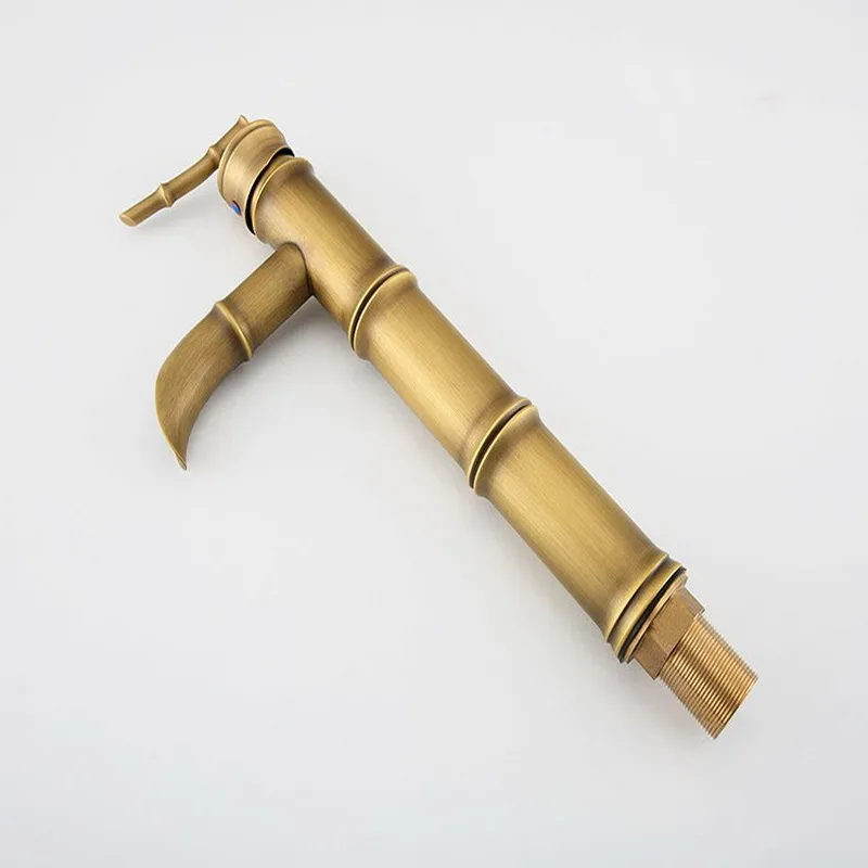 Antique Brass Bamboo Style Single Handle Waterfall Bathroom Basin Vanity Sink Faucet Mixer Tap KD733