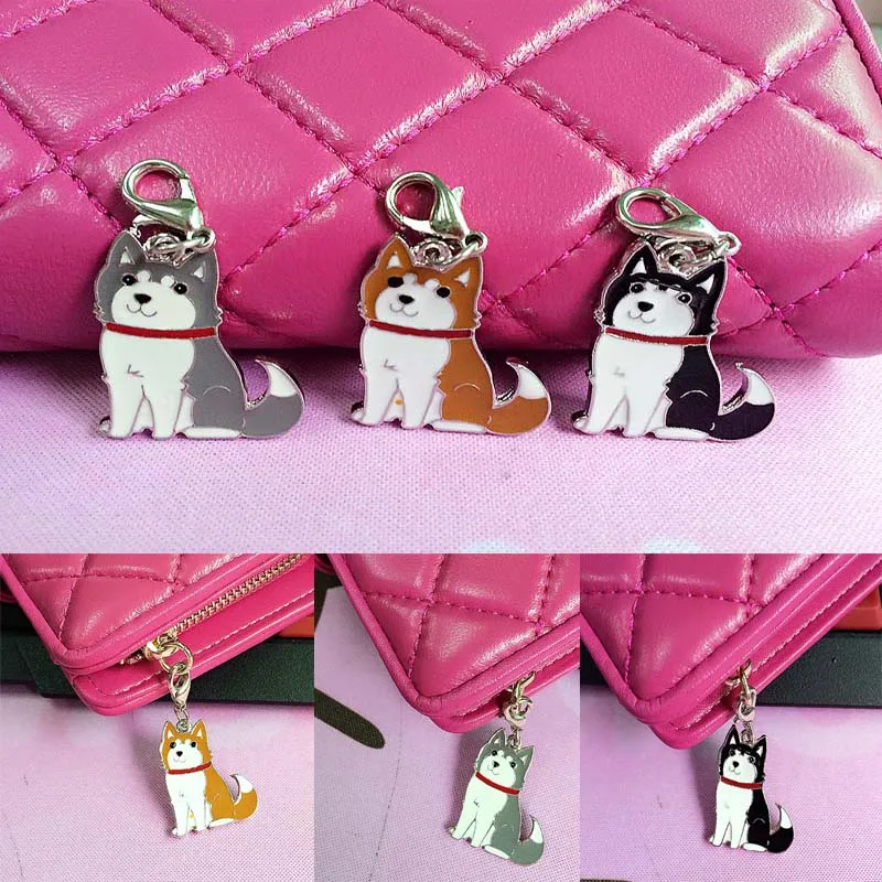 2PCS/LOT Poodle Pet pendant Stainless steel pet dog tag dogs Necklace pendant Husky Teddy chihuahua keyring jewelry bag 2019