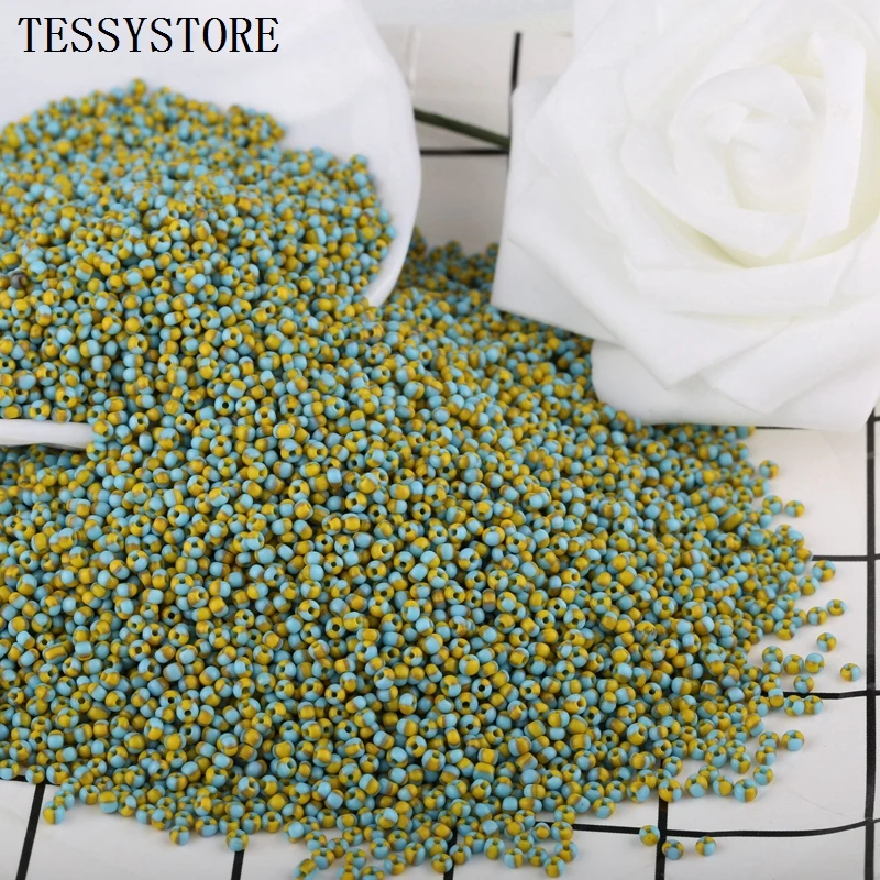 1000pcs/lot 2mm Two-color Beads Round Hole Glass Seed Beads Crystal Tricolor Beads For Jewelry Making Necklace Handmade DIY
