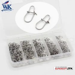 Set di moschettoni con chiusura in acciaio inossidabile da 105 pezzi con scatola di immagazzinaggio a 5 celle Accessori per la pesca con fibbia per lenza Pro Fast Lock Snap