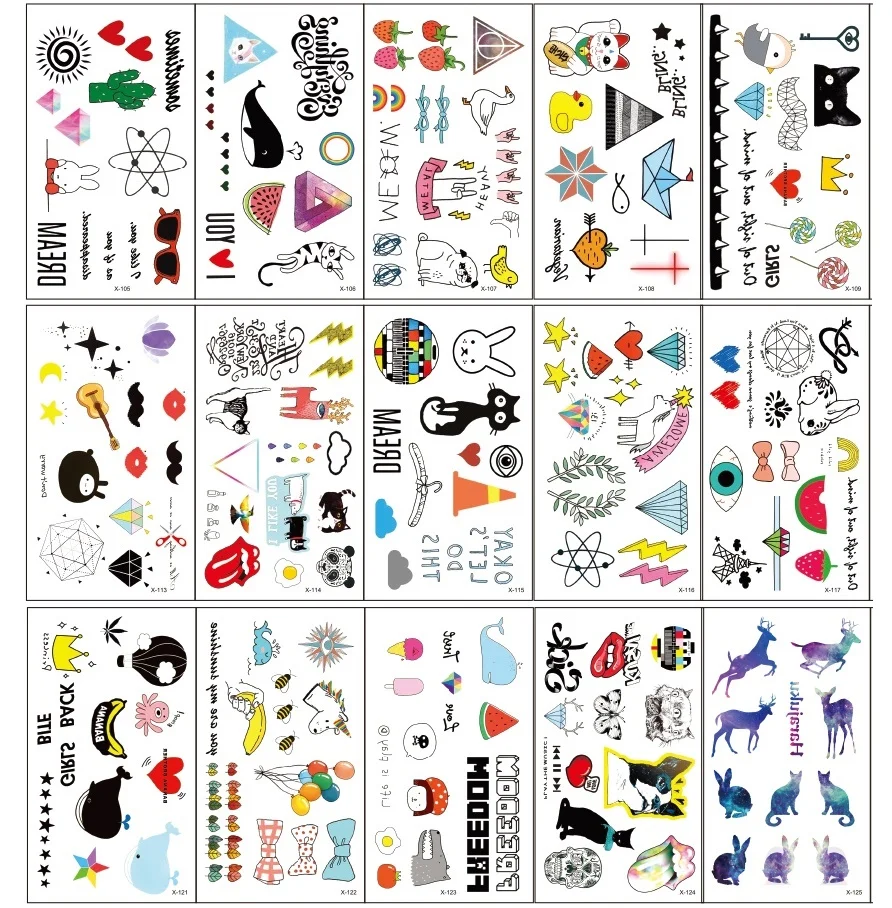 Wholesale Unique Design Children Cute Fresh Temporary Tattoo 60*105mm Waterproof Health Kid Body Stickers 500pcs Free Shiping