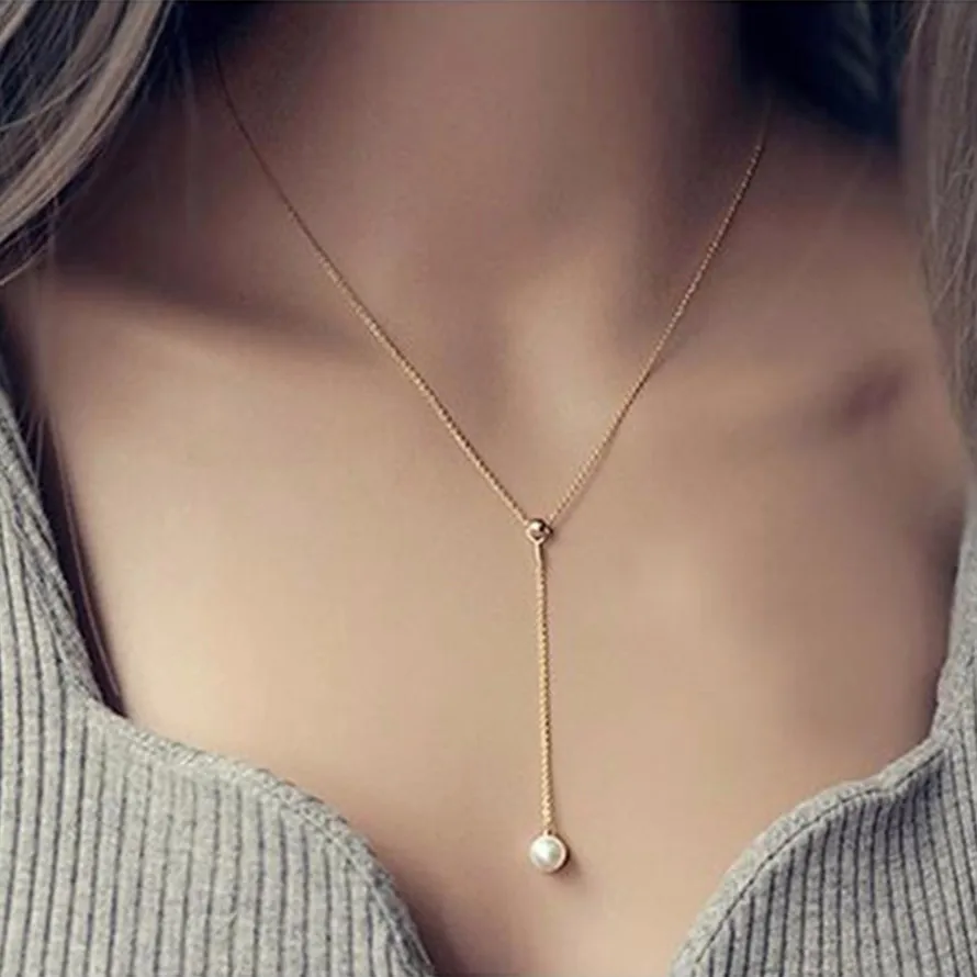 NK623 New Hot Short Tiny Minimalist Simulated Pearl Clavicle Necklace Collares Bijoux Pendant For Women Jewelry Choker