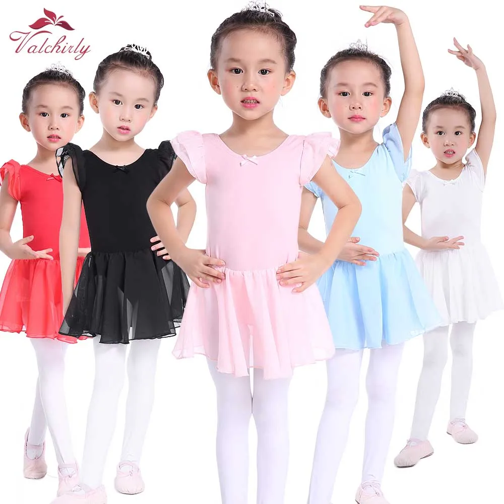 Vestido rosa ballet para meninas, collant infantil, bailarina tutu, trajes de dança