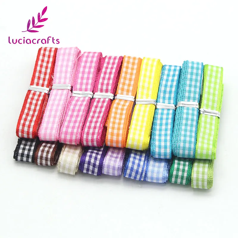 Lucia crafts 5yard Printed Grid Grosgrain Ribbon Gift Package DIY Hairbow Accessories T0102