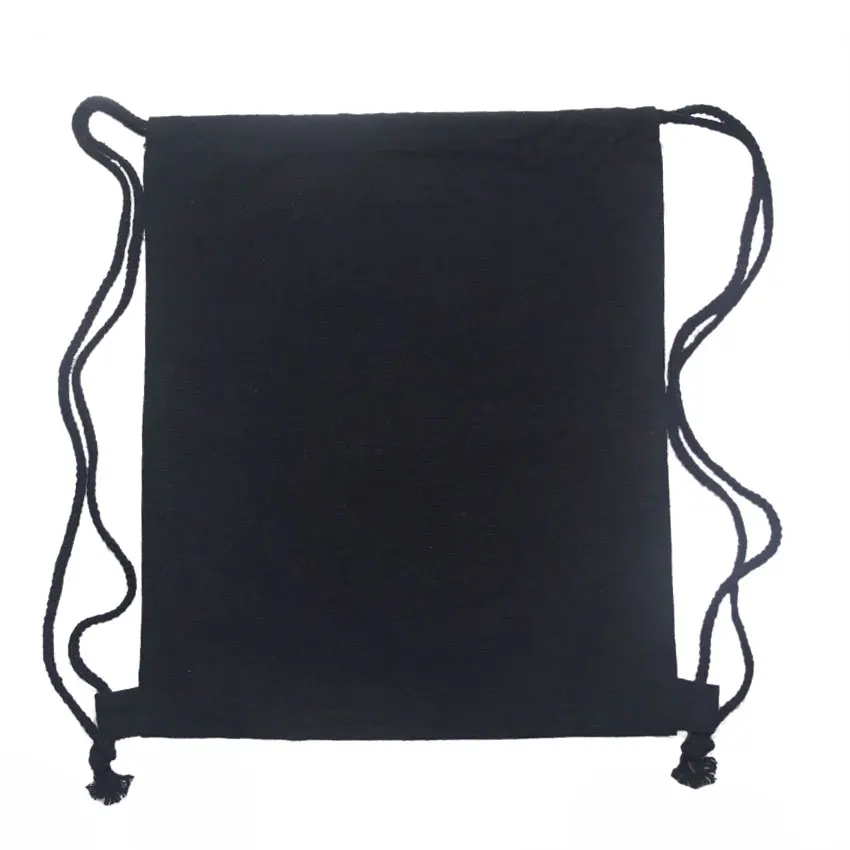 10pcs/lot blank canvas drawstring bag white black 12oz canvas draw string backpack DIY cinch bags wholesale lots