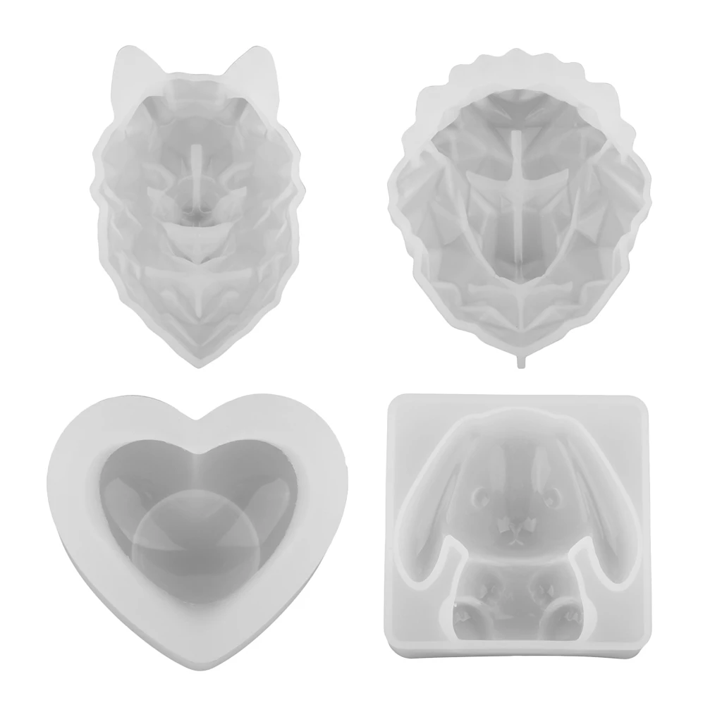 Heart/Rabbit/Wolf Head/Lion DIY Silicone Mold Resin Casting Craft Mould Tool