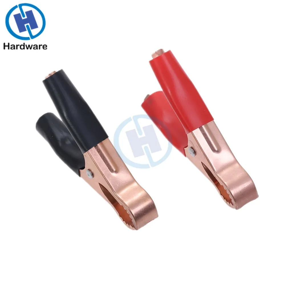 2Pcs Red & Black Car Battery Test Lead Clip Crocodile Alligator Clamps 50A 80mm