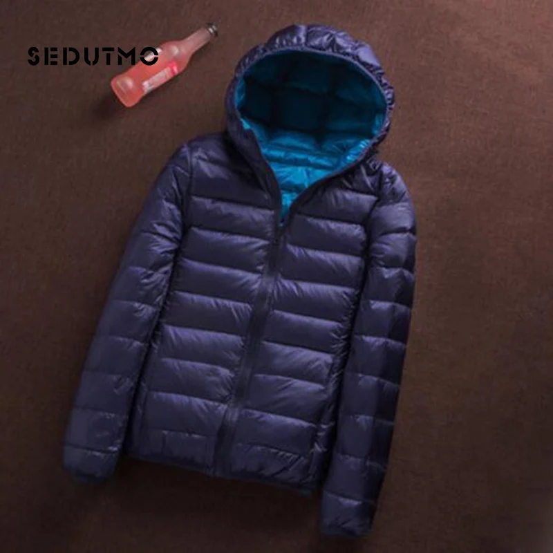 SEDUTMO Winter Duck Down Coat Women Ultra Light Hoodie Jackets Two Side Wear Coat Spring Puffer Jacket ED657