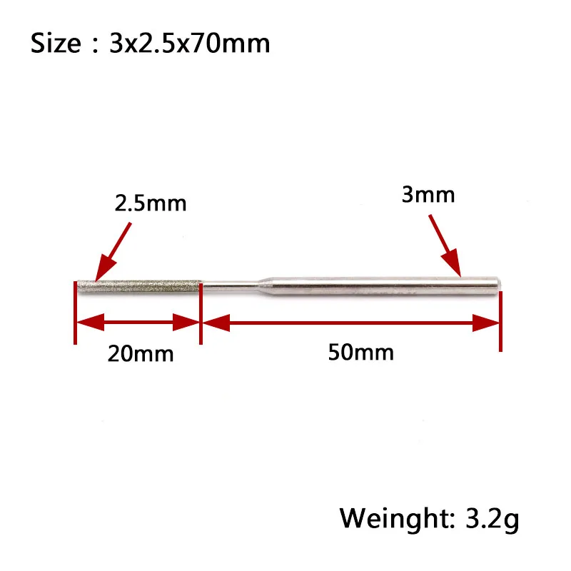 Têtes de meulage à cylindre, 1.5mm-8mm, 1/5 pièces, tête de meulage, coupe de pierre de verre Jade, céramique diamant CBN, jeu de bits de pointe, outils de sculpture rotatifs PTYZ