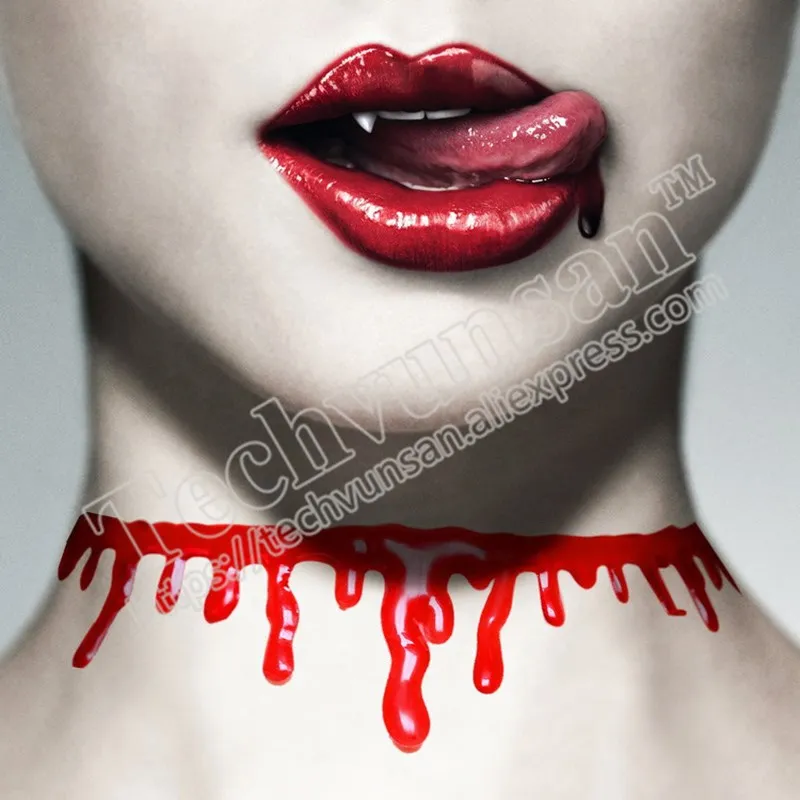 

20piece/lot Halloween Horror Drop Necklace props Gothic Vampire bloody cut throat bloodstains Fake blood Necklace Bracelet