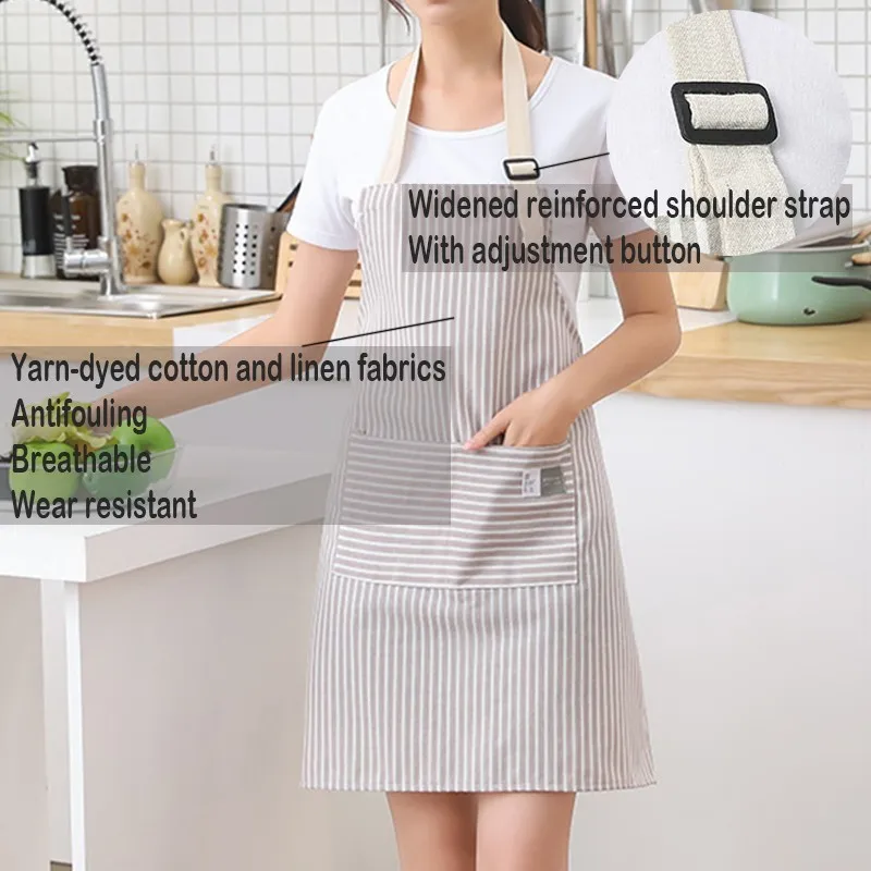 Moda basit SmallFresh şerit mutfak Antifoul önlük önlük kadın pişirme aksesuarları Cafe Restaurant çiçek dükkanı tulum
