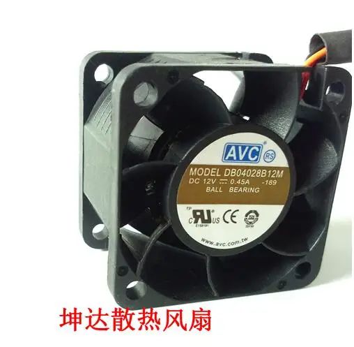 

AVC 4028 12V 0.45A 4cm DB04028B12M-189 three wire server chassis fan