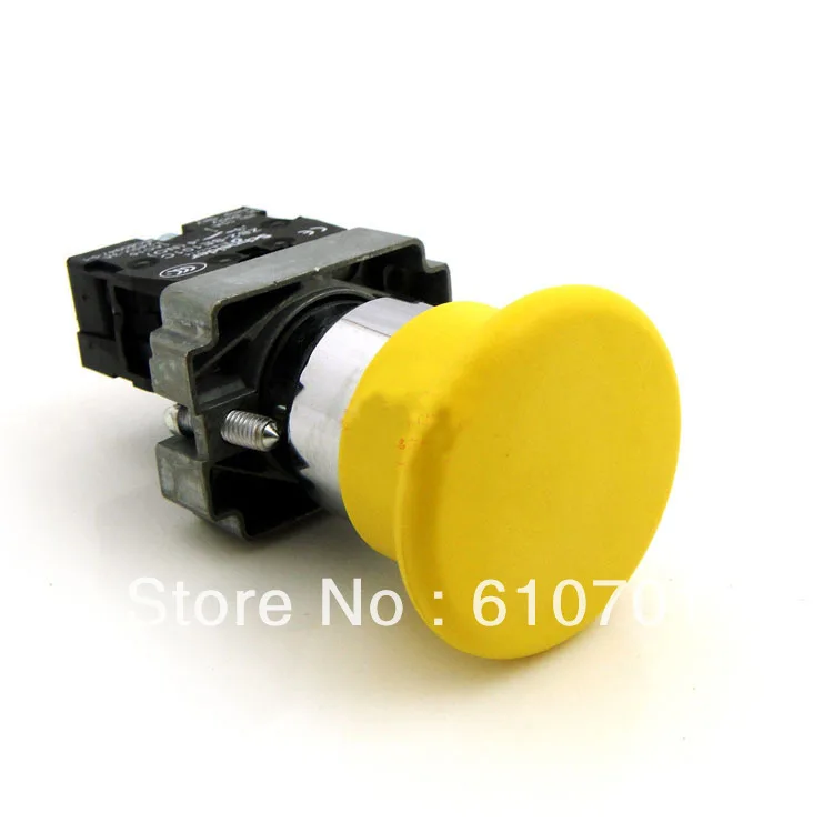 

XB2BC51C Yellow Sign 40mm Mushroom Head NO Normally Open Momentary Spring Return Push Button Switches 22mm Mounting Hole