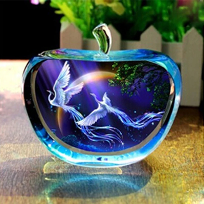 12 Constellations Statuettes Glitte Crystal Glass Apple Figurines Miniature Angel figurine Ornaments Home Decoration accessories