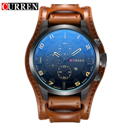 Imagen 2 del producto Nuevos Relojes CURREN, marca de lujo, reloj para hombre, correa de cuero, reloj de cuarzo a la moda, reloj de pulsera deportivo informal, reloj con fecha, Relojes 8225