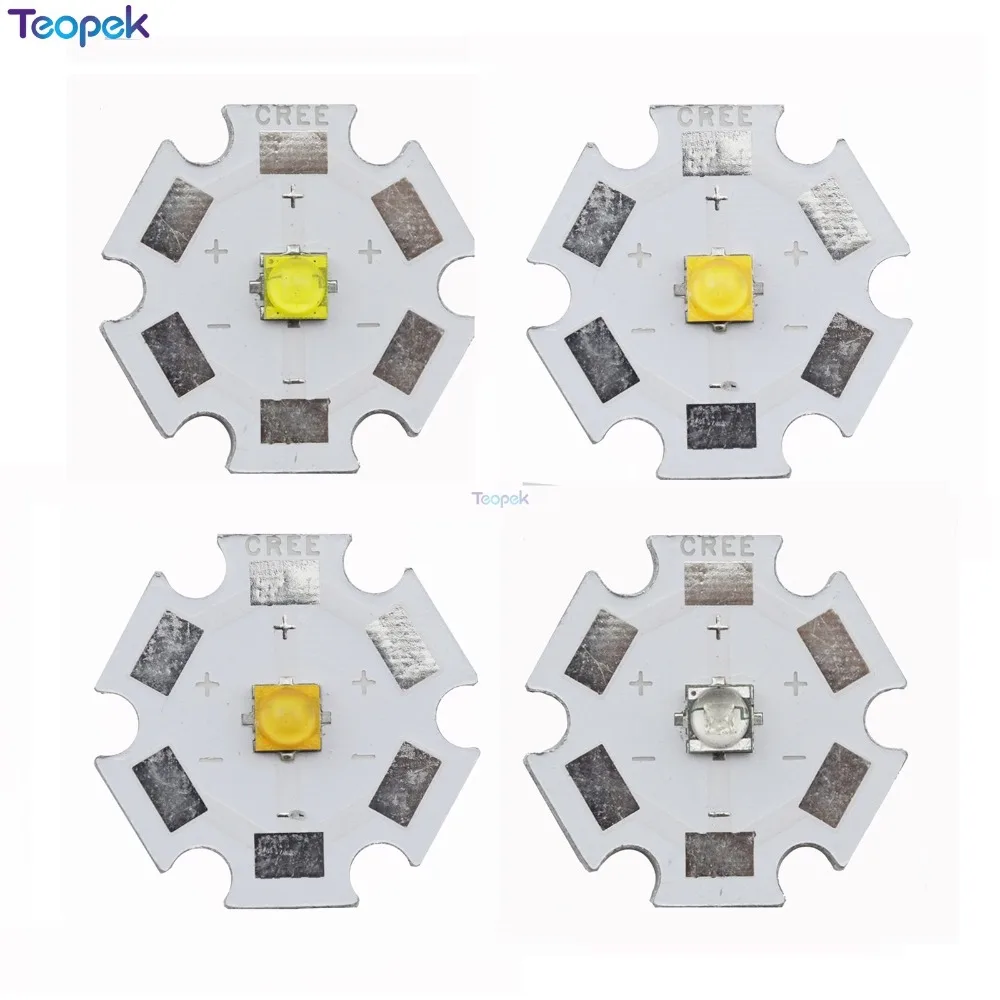 XTE 고출력 LED 이미터 다이오드 XT-E, 쿨 화이트, 웜 화이트, 뉴트럴 화이트, 로얄 블루, PCB, 5W, 8mm, 12mm, 14mm, 16mm, 20mm, 10 개