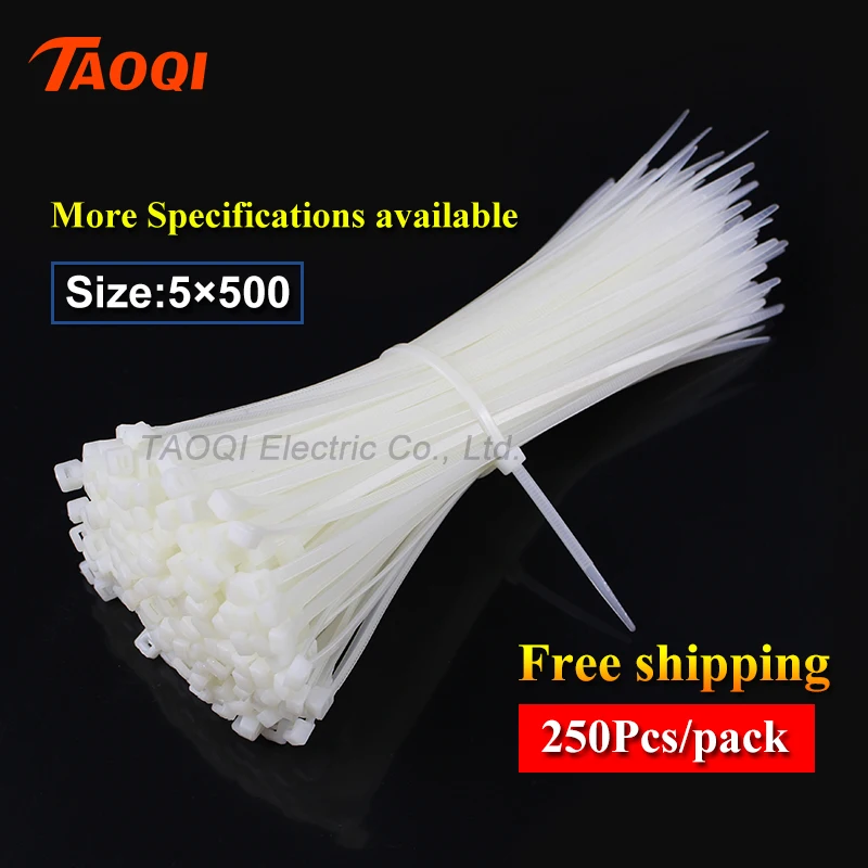250Pcs/pack 5*500mm Nylon Cable Ties 3.6mm width Self-locking Plastic Nylon Fasten Wire Zip Tie wholesale price