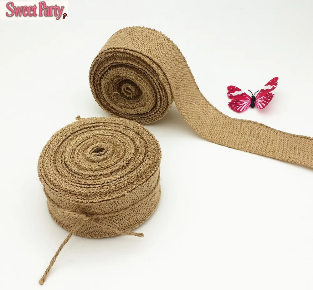 5cm x 10m Hessian Burlap Ribbon Garland Material Roll Wedding Rustic Decoration