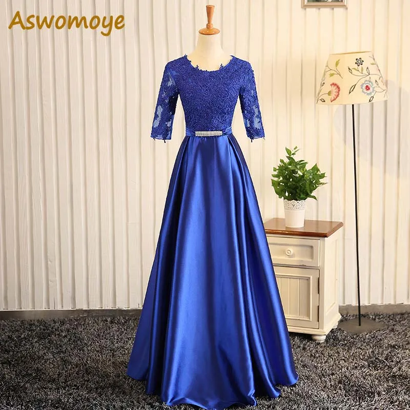 Half Sleeve Evening Dress 2023 new Appliques A-Line Prom Dresses banquet Party Dress of the day Floor Length robe de soiree