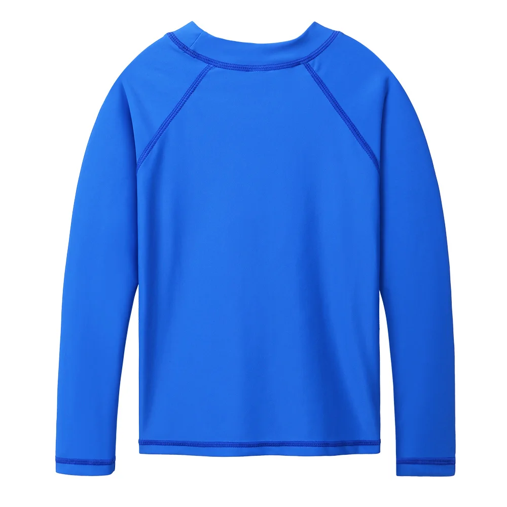 BAOHULU Royal Blue Long Sleeve Rashguard Boys Kids Swimwear Sun Shirts UPF 50+ Swimsuit Girls Swim Rash Guard Beach Wear