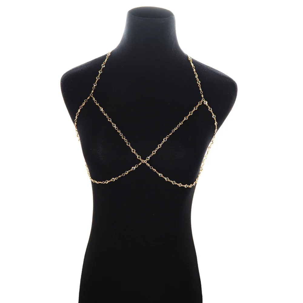 Bls-miracle Bohemia Fashion Jewelry Punk Gold Color Crystal Body Chain For Women Sexy Statement Body Chains Accessories BN-28