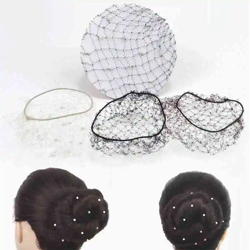 Pearl Women Bun Cover Snood Ballet Dance Skating Hair Net Girl Hairband Hair Accessories Brown Invisible Elastic Ballet Bun Cap