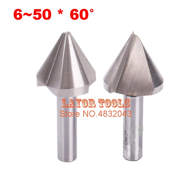 1pcs 6mm-50mm 60 Degree HSS Chamfer Cutter Chamfering Drilling Mill Drill Set Milling Cutting Tool(6/8/10/16/20/25/30/40/50mm)