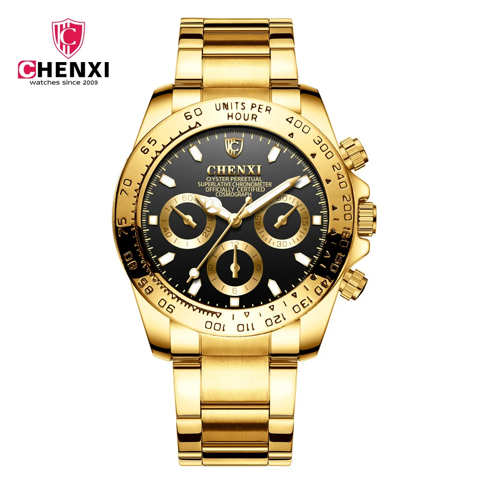 Relogio Feminino New Brand Quartz Watch Women Fashion 3 Eyes Gold Geneva Watches Casual Stainless Steel Dress Wristwatches 086A