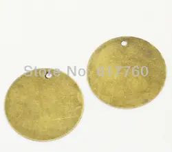 Free shipping-200Pcs Blank Stamping Tags Pendants Round Connectors DIY Jewelry Findings Antique Bronze 20mm Dia. J0028