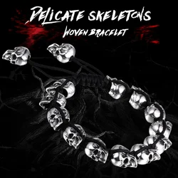 2019 new Stainless steel Skull Charm bracelets bangle hand-woven jewelry for man/male Punk rock style BC8-055