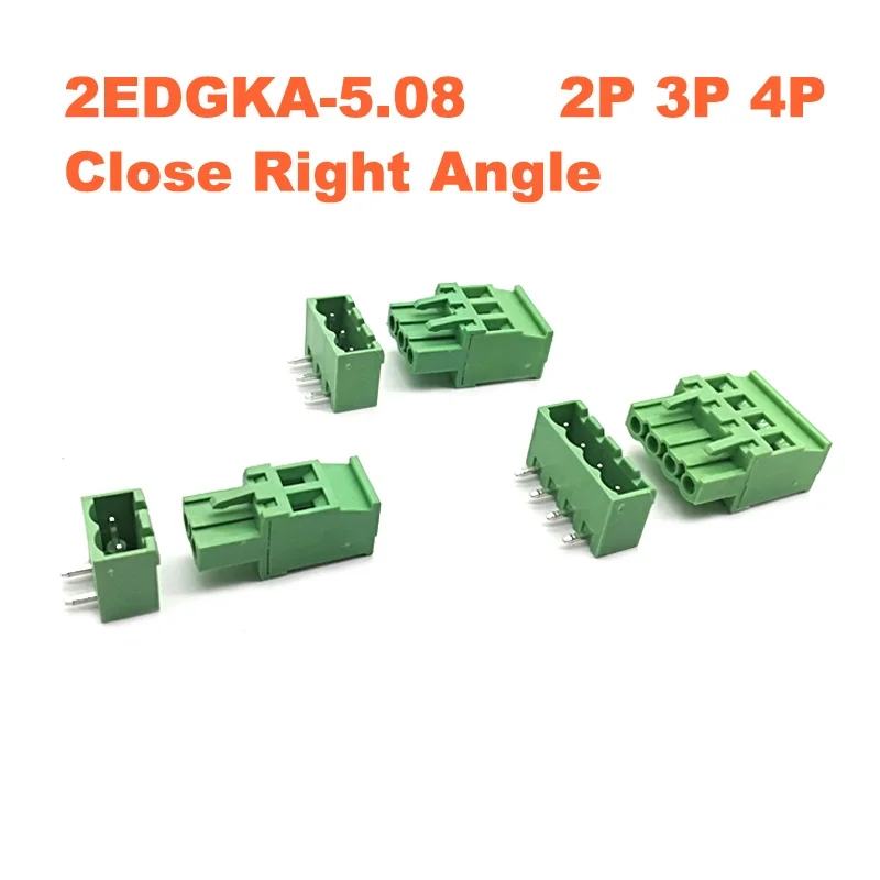 

Pitch 5.08mm 2P 3P 4P Screw Plug-in PCB Terminal Block 2EDGKA 2EDGRC Close Right Angle Pin Male/Female Pluggable Connector