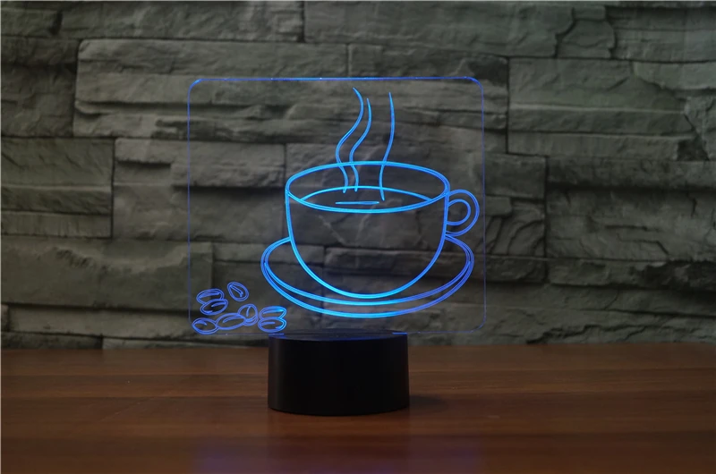 3D Night Light a cup of coffee tea Style Luminaria Fashion Lamp For coffee shop restaurant dining room Decoration lampada led