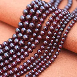 3-14mm Natural  Dark Red Garnet Stone Beads Round Loose Beads For Jewelry Making Beads 15'' DIY Beads Bracelet Women Trinket