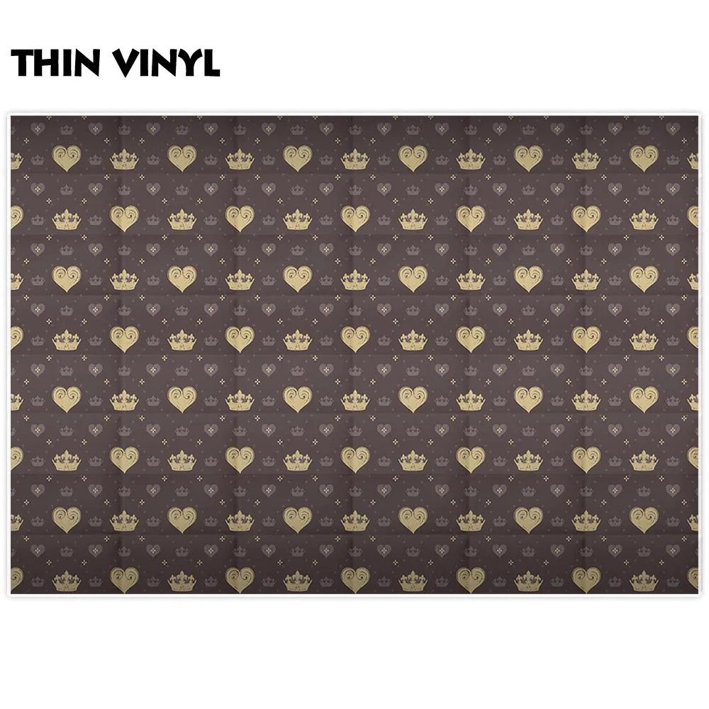 Allenjoy background photocall boda Chocolate color golden crown hearts repeat fashionable damask birthday backdrops wallpaper