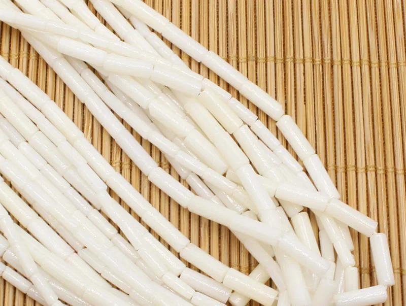 3x9mm White Coral Tubo loose beads 15