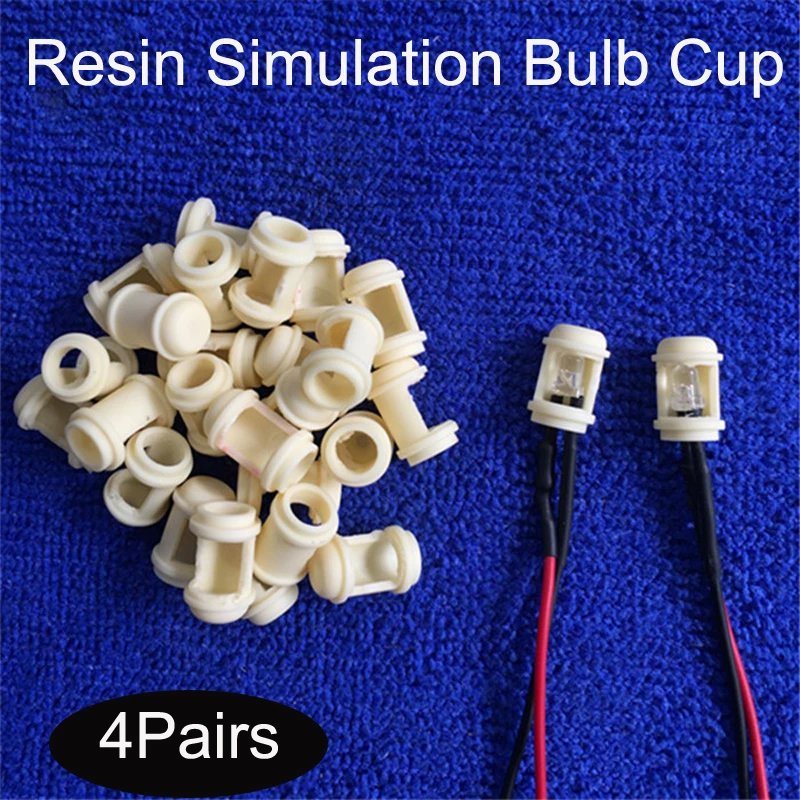 4Pair Resin Simulation LED Bulb Cup Light Cups Lamp Holder Assembled Material for RC Model Boat/Ship/Marine DIY Toys Spare Parts