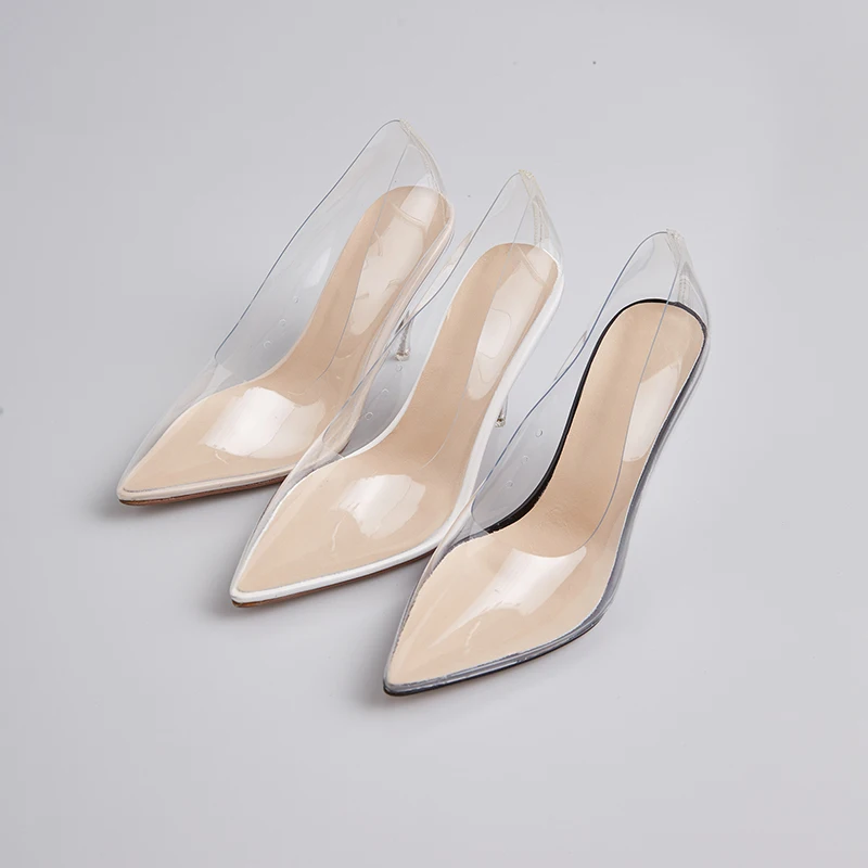 Kcenid High Quality Transparent Pumps Perspex High Heels Sexy Ladies Shoes Pointed Toe Slip On Wedding Party Pumps Women Shoes