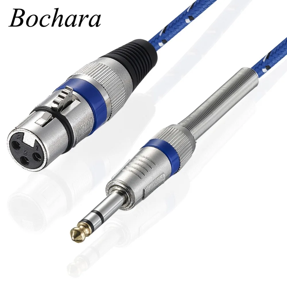 Bochara pleciony materiał 1/4 \'\'Jack 6.35mm Stereo męski do XLR żeński kabel mikrofonowy folia + pleciony ekranowanie 1.8m 3m 5m 10m