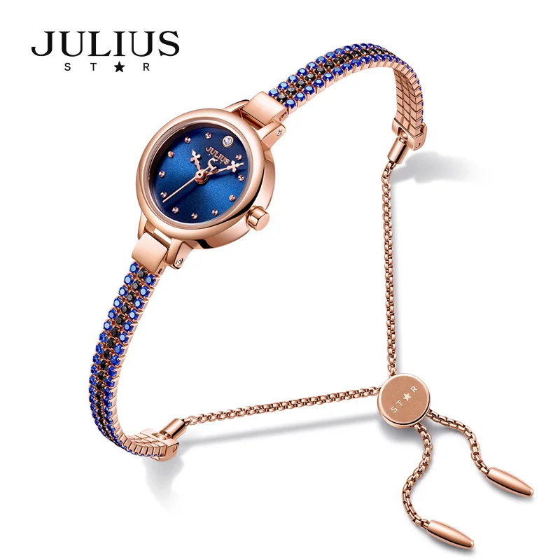 Julius watch Women\'s Top Quality Brass Superb Bracelet Clock Full Colorful Diamond Dress Watch 30M Wtaerproof Gift Watch JS-007