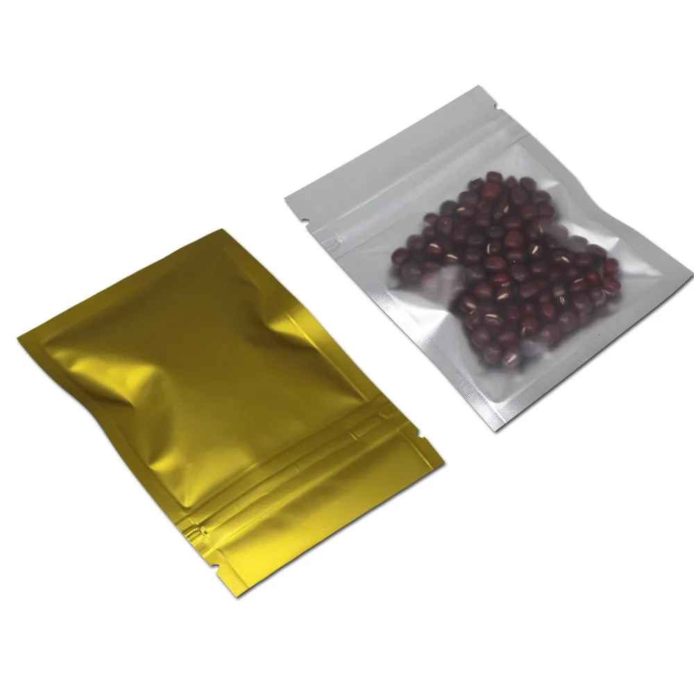 

7.5x10cm Golden Aluminum Foil Bags Clear Plastic Package Bags Flat Food Zipper Bags Coffee Beans Tea Storage Bags Moisture Proof