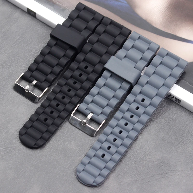 

Silicone strap ladies strap accessories Pin buckle 24mm Men's sports sweat-absorbent natural rubber strap
