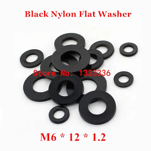 1000pcs M6*12*1.2 Black Nylon Flat Washer /  M6 Plastic Insulation Plain Ring Gasket