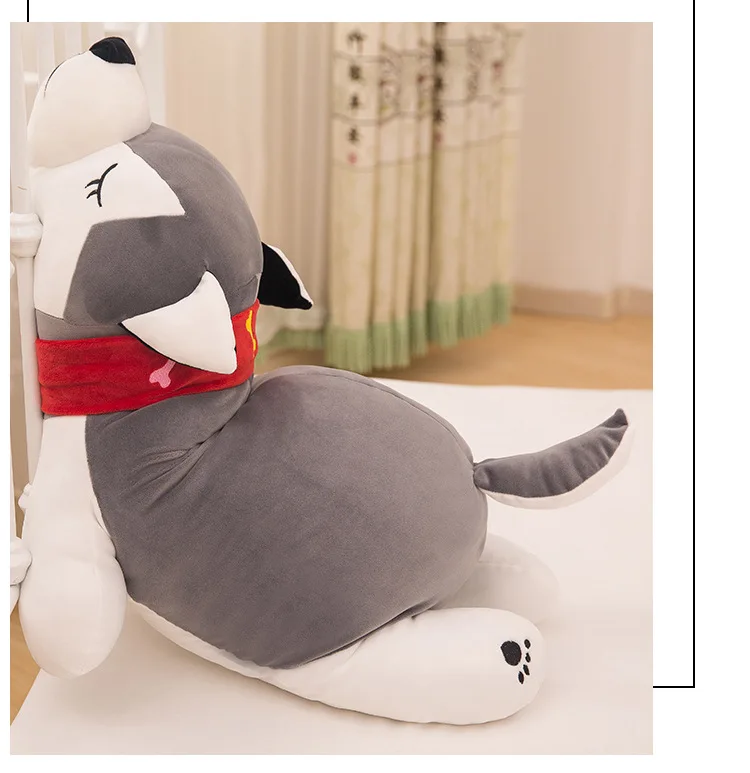 large 90cm cartoon dog plush toy gray prone husky down cotton very soft doll hug pillow christmas gift s2861