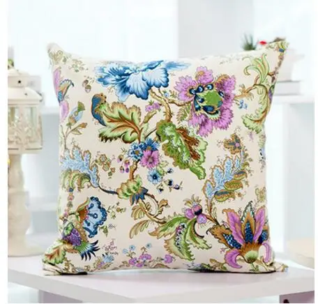 pastoral floral pattern cushion cover decorative square flower cotton lumbar pillow case indoor