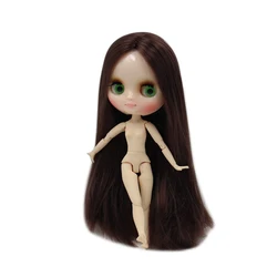 Factory Middle Blyth Doll 20cm Nude Dol Long Brown Straight Hair Joint Body Eyes Can Move