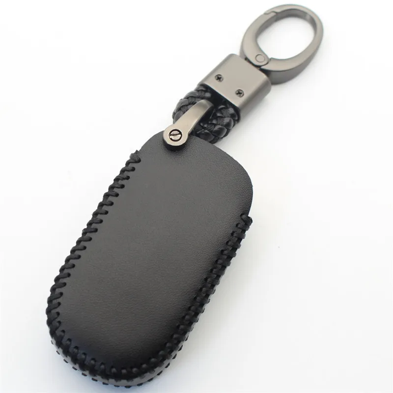 FLYBETTER Genuine Leather Keychain 5Button Key Case Cover For Jeep Grand Cheroke For Fiat For Chrysler 300 Car Styling (B) L361